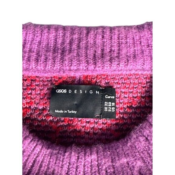 ASOS DESIGN Curve Sweater Animal Pattern Lilac Red Womens Sz 18 - Picture 6 of 9